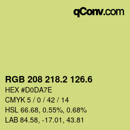 カラーコード: RGB 208 218.2 126.6 | qconv.com