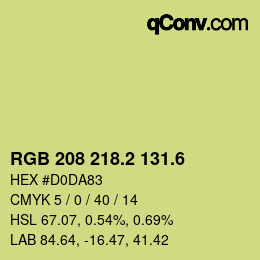 カラーコード: RGB 208 218.2 131.6 | qconv.com