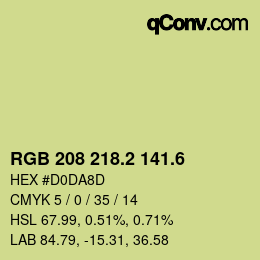 カラーコード: RGB 208 218.2 141.6 | qconv.com