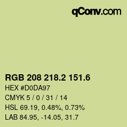 カラーコード: RGB 208 218.2 151.6 | qconv.com
