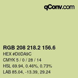 カラーコード: RGB 208 218.2 156.6 | qconv.com