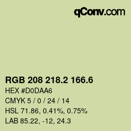 カラーコード: RGB 208 218.2 166.6 | qconv.com