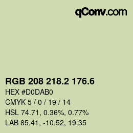 カラーコード: RGB 208 218.2 176.6 | qconv.com
