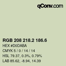 カラーコード: RGB 208 218.2 186.6 | qconv.com