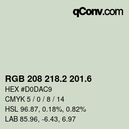 カラーコード: RGB 208 218.2 201.6 | qconv.com