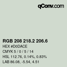 カラーコード: RGB 208 218.2 206.6 | qconv.com