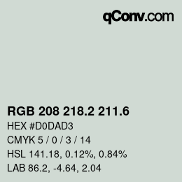 カラーコード: RGB 208 218.2 211.6 | qconv.com