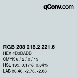 カラーコード: RGB 208 218.2 221.6 | qconv.com