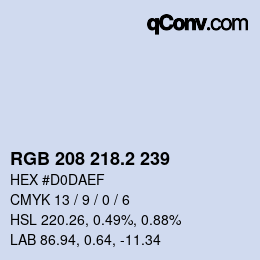 カラーコード: RGB 208 218.2 239 | qconv.com