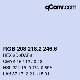カラーコード: RGB 208 218.2 246.6 | qconv.com