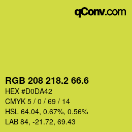 カラーコード: RGB 208 218.2 66.6 | qconv.com