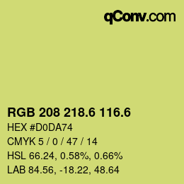 カラーコード: RGB 208 218.6 116.6 | qconv.com