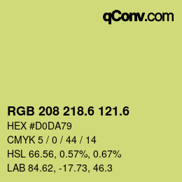 カラーコード: RGB 208 218.6 121.6 | qconv.com