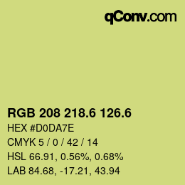 カラーコード: RGB 208 218.6 126.6 | qconv.com