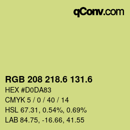 カラーコード: RGB 208 218.6 131.6 | qconv.com