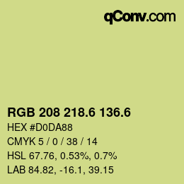 カラーコード: RGB 208 218.6 136.6 | qconv.com