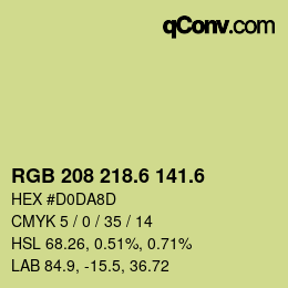 カラーコード: RGB 208 218.6 141.6 | qconv.com