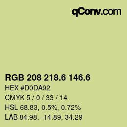 カラーコード: RGB 208 218.6 146.6 | qconv.com