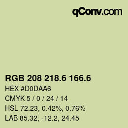カラーコード: RGB 208 218.6 166.6 | qconv.com