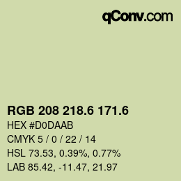 カラーコード: RGB 208 218.6 171.6 | qconv.com
