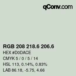 カラーコード: RGB 208 218.6 206.6 | qconv.com
