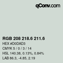 カラーコード: RGB 208 218.6 211.6 | qconv.com