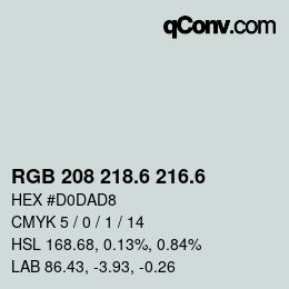 カラーコード: RGB 208 218.6 216.6 | qconv.com