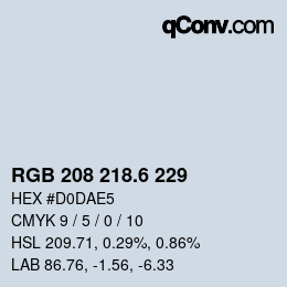 カラーコード: RGB 208 218.6 229 | qconv.com