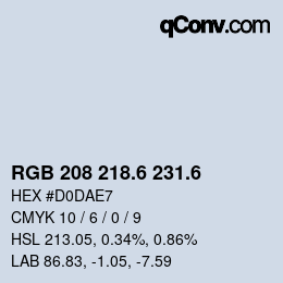 カラーコード: RGB 208 218.6 231.6 | qconv.com