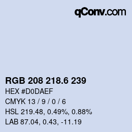 カラーコード: RGB 208 218.6 239 | qconv.com