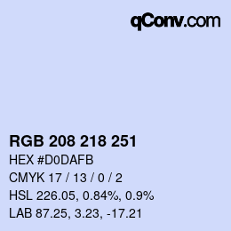 カラーコード: RGB 208 218 251 | qconv.com