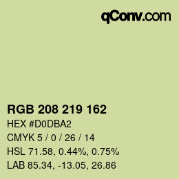 Color code: RGB 208 219 162 | qconv.com
