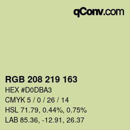 Color code: RGB 208 219 163 | qconv.com