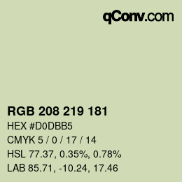 Color code: RGB 208 219 181 | qconv.com