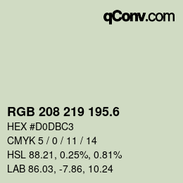 カラーコード: RGB 208 219 195.6 | qconv.com