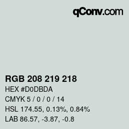 カラーコード: RGB 208 219 218 | qconv.com