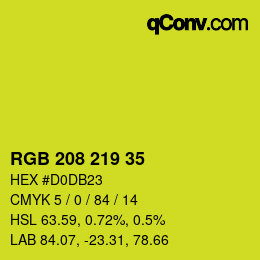 Color code: RGB 208 219 35 | qconv.com