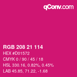 Color code: RGB 208 21 114 | qconv.com