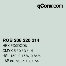 Color code: RGB 208 220 214 | qconv.com