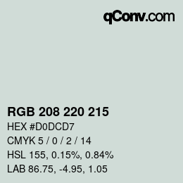 Color code: RGB 208 220 215 | qconv.com