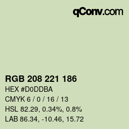 カラーコード: RGB 208 221 186 | qconv.com