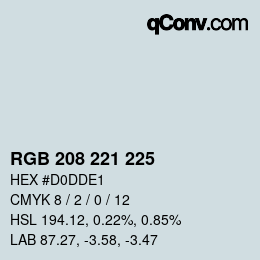 颜色代码: RGB 208 221 225 | qconv.com