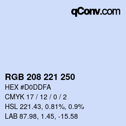 Color code: RGB 208 221 250 | qconv.com