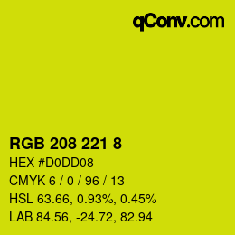Color code: RGB 208 221 8 | qconv.com