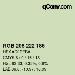 Código de color: RGB 208 222 186 | qconv.com
