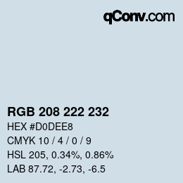 Farbcode: RGB 208 222 232 | qconv.com