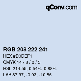 カラーコード: RGB 208 222 241 | qconv.com