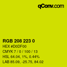 Color code: RGB 208 223 0 | qconv.com
