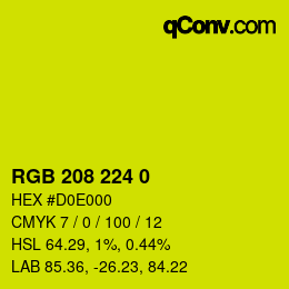 颜色代码: RGB 208 224 0 | qconv.com