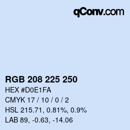 Color code: RGB 208 225 250 | qconv.com